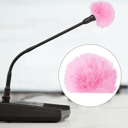4Pcs Mini Foam Microphone Windscreens＆Furry Cover, Mic Headset Cover | Pink High Density Lapel Microphone Windscreen for Lavalier Microphones Noise Reduction (2pcs Foam + 2pcs Furry) - color: Pink,Foam(2pcs),Furry(2pcs)