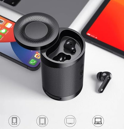 Duo Bluetooth Speaker, 2 in 1 Portable Bluetooth Wireless Earbuds Combo Mini 360 Surround Stereo Sound with TWS Earbuds Built-in Mic and Charging Case for Home Party Outdoor Travel