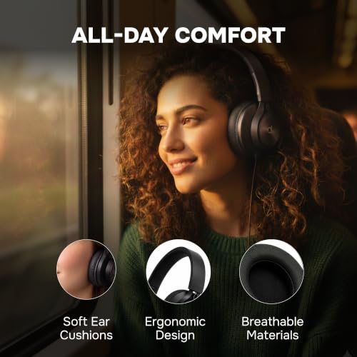 Artix Over Ear Headphones Wired with Mic, Corded Head Phones (3.5mm Jack) - color: Onyx Black