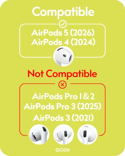 Gcioii 3 Pairs Ear Tips for AirPods 5/4 Noise Cancelling Earbuds Cover [Added Storage Pouch] Anti-Slip Accessories Compatible with AirPods 5 (2026) & AirPods 4 (2024),Translucent