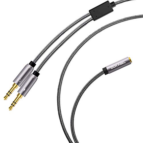 Long Headset Splitter Cable, Mic & Audio Headphone Adapter for PC-4ft/1.2m - size: 46 inches