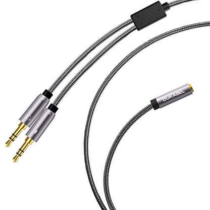 Long Headset Splitter Cable, Mic & Audio Headphone Adapter for PC-4ft/1.2m - size: 46 inches