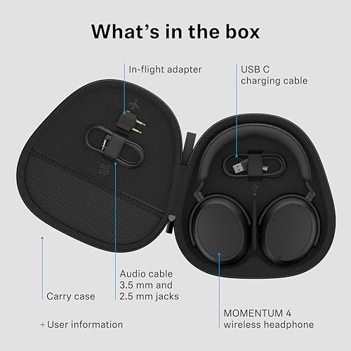Sennheiser Momentum 4 Wireless Headphones, ANC, 60 Hr Battery, Teal | Sennheiser Signature Sound, Adaptive Noise Cancellation Plus Transparency Mode, Up to 60-Hour Battery with Fast Charge - color: Teal