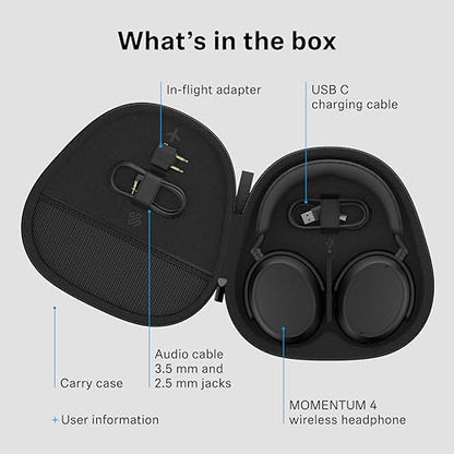Sennheiser Momentum 4 Wireless Headphones, ANC, 60 Hr Battery, Teal | Sennheiser Signature Sound, Adaptive Noise Cancellation Plus Transparency Mode, Up to 60-Hour Battery with Fast Charge - color: Teal