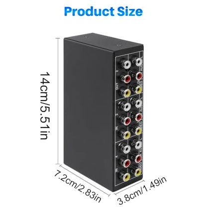 4 in 2 Out 4-Way RCA Switch Composite AV Selector Switcher Box | Plug & Play 4x2 RCA Video Audio AV Switcher for PS2 PS3 Wii Xbox HDTV DVD Game Consoles - size: 4 IN 2 OUT