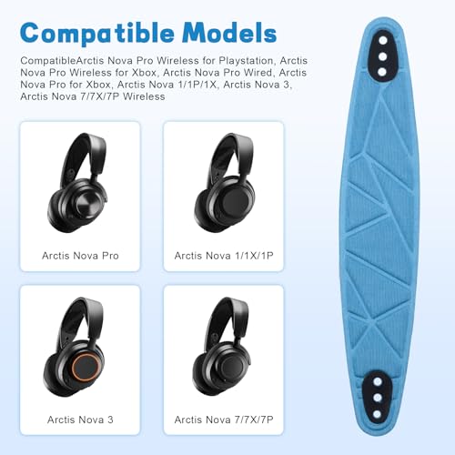 Arctis Nova Pro Headband, Replacement Arctis Nova 7 Head Band Repair Pads Compatible with SteelSeries Nova 1/1P/1X Headphones, Nova 3/4, Nova 5 / 5X / 5P, Nova 7 / 7X / 7P Gaming Headsets (Blue) - color: Blue