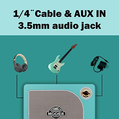 MOOER Guitar Amplifier Combo 15W, Practice Amp with 9 Digital Amp Models, 6.5" Speaker, Bluetooth, Headphone Output, for Electric/Acoustic Guitar and Bass - Hornet Green - color: green
