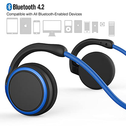 Small Bluetooth Headphones Wrap Around Head - Sports Wireless Headset with Built in Microphone and Crystal-Clear Sound, Foldable and Carried in The Purse, and 12-Hour Battery Life, Blue - color: Blue