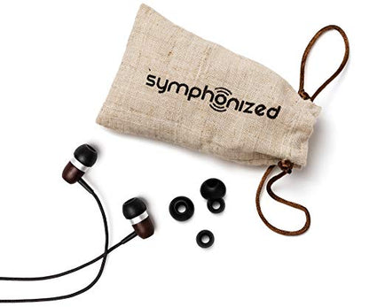 Symphonized Premium Wooden Earphones Wired (3.5mm Jack) Deep Bass Sound, 3D Sound, Microphone Volume Control, 90% Noise Cancelling for Type C Devices. Earphones for Android