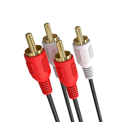 Cmple - 2 RCA Cables 6ft Dual RCA Male to Male Stereo Audio Speaker Cable Red and White Plugs Cord for Subwoofer, Audio Mixer, Amplifier, Car Stereo, Marine Audio - Black - size: 6FT