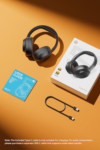 SoundPEATS Cove Pro - Over Ear Headphones - Black | 56dB Adaptive Noise Cancellation, 95H Battery for Long Flights, Comfortable Over-Ear Design, Hi-Res Audio & Clear Calls
