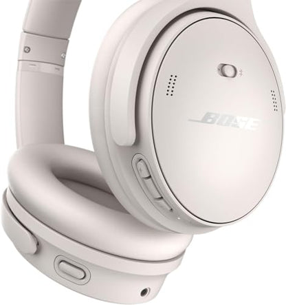 Bose QuietComfort Headphones Bundle with Fast Charger - Wireless Bluetooth Over-Ear Noise Cancelling Headphones with Mic, USB-C Charging, Deep Bass, Up to 24 Hours Playtime (White) - color: White