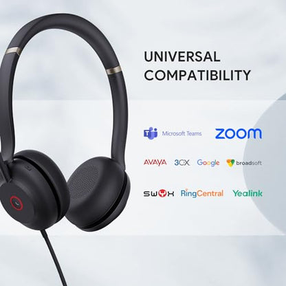 Yealink UH37 USB Headset with Mic Noise Cancelling Wired Headphone USB-C/A