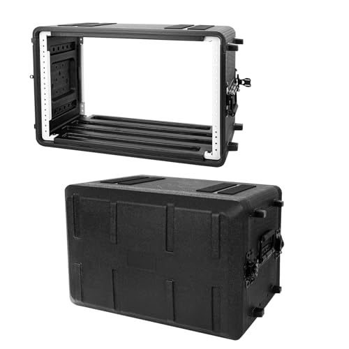 Pro-Audio PA DJ Flight Road Travel Mount - 6U Rack Case, Waterproof Hard Case with Customized Foam, Wireless Mic System Storage/Amp/Effect/Mixer - color: Black, size: 6U 12" Deep