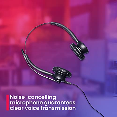 XS 825 Wired Telephone Headsets with Microphone for Office Training, Agent Coaching, Monitoring, Onboarding - Desk Phones Compatible with Yealink, Poly, Cisco, Avaya, Mitel (Stereo, Basic Bundle) - color: Stereo (1 Pack)