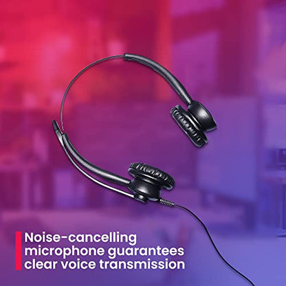XS 825 Wired Telephone Headsets with Microphone for Office Training, Agent Coaching, Monitoring, Onboarding - Desk Phones Compatible with Yealink, Poly, Cisco, Avaya, Mitel (Stereo, Basic Bundle) - color: Stereo (1 Pack)