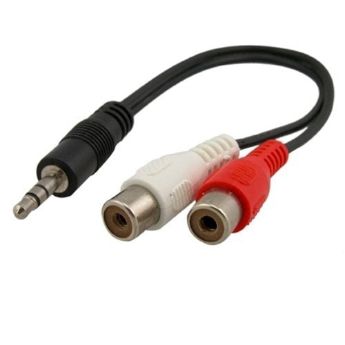 6" 3.5mm Stereo (M) to Dual RCA (F) Audio Cable (Black)