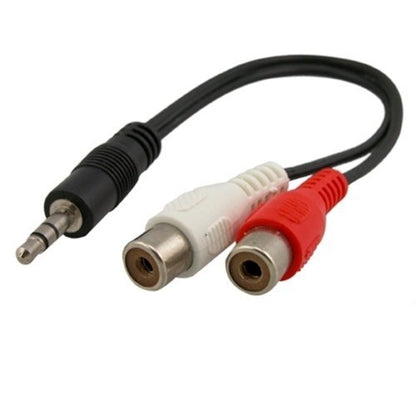6" 3.5mm Stereo (M) to Dual RCA (F) Audio Cable (Black)