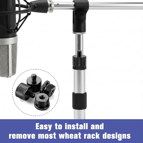 4 PCS Mic Stand Adapter, 5/8 Female to 1/4 Male and 1/4 Female to 5/8 Male Screw Thread Set, Microphone Tripod Adapter for Mic Stand Boom Arm Camera