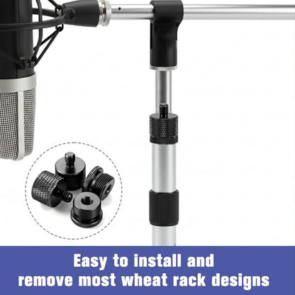 4 PCS Mic Stand Adapter, 5/8 Female to 1/4 Male and 1/4 Female to 5/8 Male Screw Thread Set, Microphone Tripod Adapter for Mic Stand Boom Arm Camera