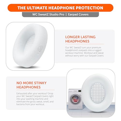 WC SweatZ Studio Pro - Patented Silicone Earpad Covers for Beats Studio Pro | Made by Wicked Cushions | Sweatproof & Easily Washable | White - color: White