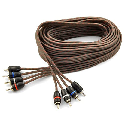 17ft 4-Channel Male to Male OFC Twisted Pair RCA Cable for Car or Home Audio - size: 17 ft, 4-Ch