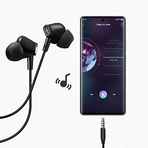 Aylaa Wired Earbuds Headphones for School with Microphone Noise Isolating Stereo Bass in-Ear Earphones – for Smartphones, Tablets, Schools, Ipads, Multiuse - 3.5mm Plug in Audio Jack - Black - color: Black