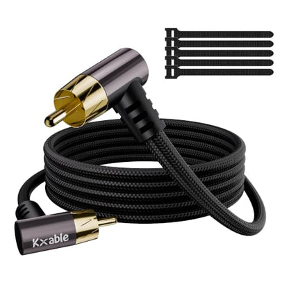 90 Degree RCA Subwoofer Coaxial Audio Cable 100FT, Dual Shielded Digital Analogue RCA Cord, Dual Right Angle Gold-Plated Connectors, Braided, for HDTV, Subwoofer, Hi-Fi System, Amplifier, Home Theater - size: 100FT, style: 90 Degree to 90 Degree