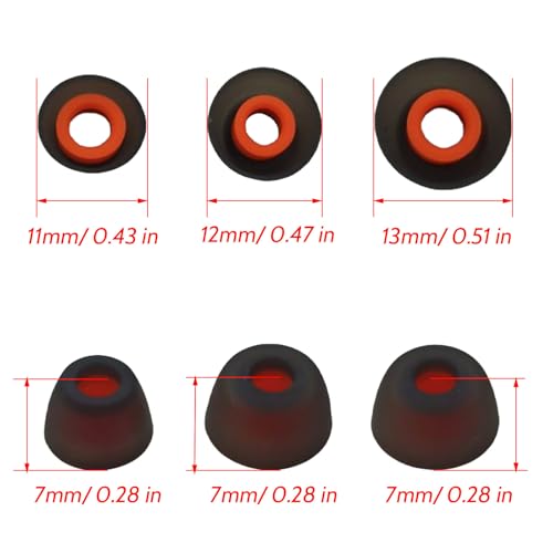 6 Pairs Premium Ear Tips for JBL Tune TWS Earbuds in Ear Tips, Soft Silicone Washable Noise Reducing Secure fit for June 230NC TWS/Tune 125TWS /Tune 130NC TWS Free X, Fit in Case, Buds Tips Black