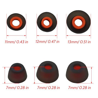 6 Pairs Premium Ear Tips for JBL Tune TWS Earbuds in Ear Tips, Soft Silicone Washable Noise Reducing Secure fit for June 230NC TWS/Tune 125TWS /Tune 130NC TWS Free X, Fit in Case, Buds Tips Black