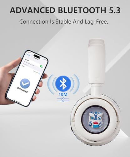 Wireless On-Ear Headphones Bluetooth with Microphone, Lightweight Foldable Wireless Headphones Built-in LED Lights, FM Radio, Micro SD/TF Slot for Travel Home, Blue Q9M - color: SeaBlue
