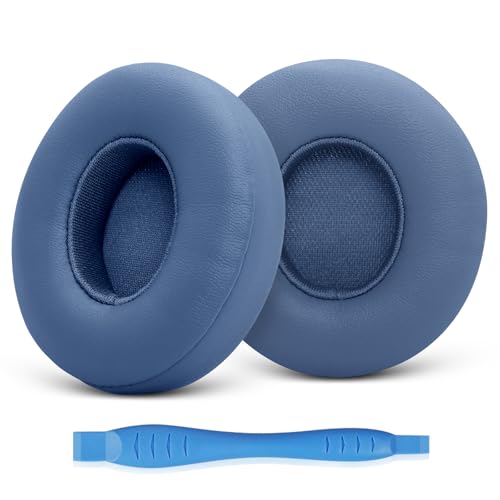 GEVO Ear Pads Replacement for Beats Solo 4 Wireless On-Ear Headphones, Earpads Ear Cushions for Solo 4 with Soft Protein Leather, Stronger Adhesive Backing (Slate Blue) - color: Slate Blue