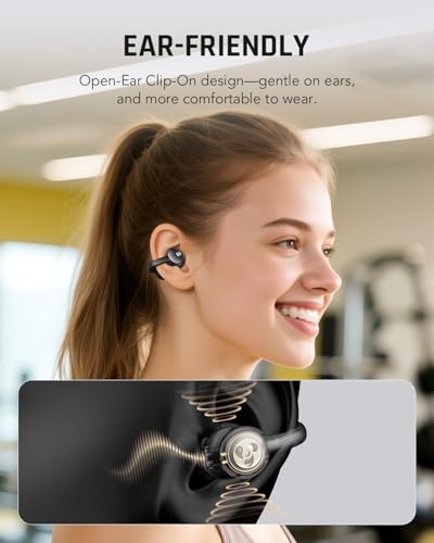 Black Shark Clip-On Earbuds, Open Ear Earbuds, Music and Game Dual Modes, 5g Lightweight & Digital Display Design, DNN Clear Calls, 50H Play Time, Comfort Fit for Sports, Running, Workout - style: Open Ear Headphones T19