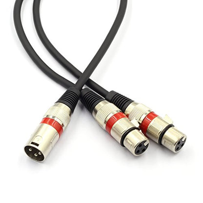 XLR Splitter Cable - XLR Male to Dual Female 3 Pin Patch Y Cable Balanced Microphone Splitter Cord Audio Adapter (50CM/1.5FT) - color: XLRM-2XLRF-50CM-1PACK