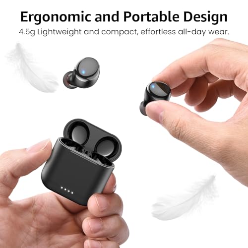 TOZO T6 Wireless Earbuds Bluetooth 5.3 Stereo Sound in Ear Headphones | 50H Long Playtime Ear buds with Charging Case, App Customizable EQs, IPX8 Waterproof Earphones, AI Calls, Deep Bass - color: Dark Black