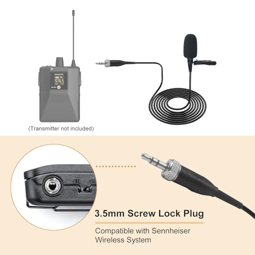 Lavalier Microphone, Cardioid Condenser Clip On Microphone, Lapel Microphone Compatible with Sennheiser Microphone Wireless System, 3.5mm Screw Lock Plug, Ideal for Lectures, Theater, Actors - size: 3.5mm Screw Lock Plug