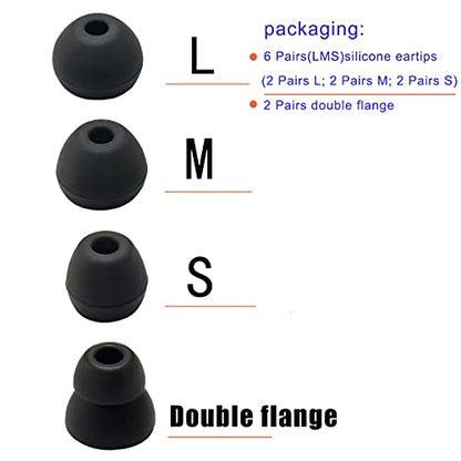 Silicone Earbuds Tips for Beats Flex, Beats X Replacement Eartips | 6 Pairs L/M/S Standard Tips+2 Pairs Double Flange Rubber urBeats3 Beats Flex Ear Tips, Black - color: Silicone-Black
