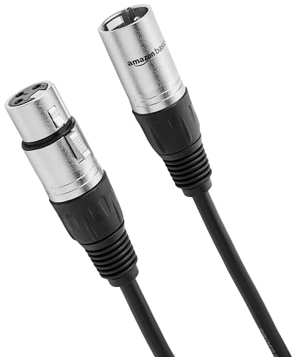 Amazon Basics 2-Pack XLR Male to Female Microphone Cable for Speaker or PA System, All Copper Conductors, 6MM PVC Jacket, 25 Foot, Black - size: 25 Feet, style: 2-Pack