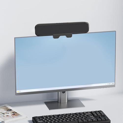 Zopsc 10W USB Computer Speaker Bar for Desktop PC, Clip On Monitor Speaker with Volume Control and Mute Key, USB A C Wired Stereo Soundbar for Laptop, Plug and Play.