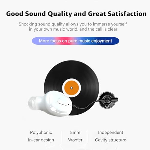 Single Bluetooth Wireless Earbud, Mini Invisible in-Ear Wireless Bluetooth Headphone 12 Hours Super Long Battery Life Suitable for Sports Work and Sleep - White - color: White