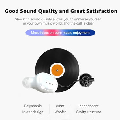 Single Bluetooth Wireless Earbud, Mini Invisible in-Ear Wireless Bluetooth Headphone 12 Hours Super Long Battery Life Suitable for Sports Work and Sleep - White - color: White