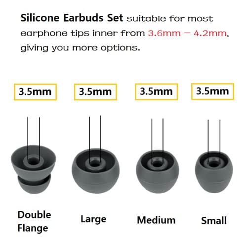 Replacement Ear Buds Ear Cap Silicone Eartips Compatible with Beats Flex、Compatible with Prowerbeats pro, 4 Pairs,Gray - color: color3