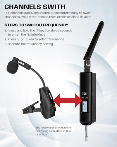UHF Wireless Saxophone Instrument Microphone System 196ft Range - style: U-720 Saxophone Microphone