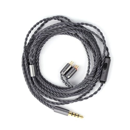 Tripowin Grace Silver-Plated 2Pin OFC IEM Replacement Cable with Mic | 3.5mm Jack, Tangle-Free Braided, Ergonomic Earhooks, One-Button Control, Extension Cord for Wired Earbuds(2Pin) - style: 2Pin