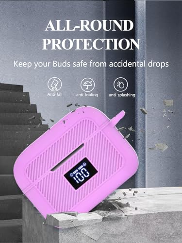 Case Cover for tozo T20 Wireless Earbuds Bluetooth Headphones,Full Protective Silicone Case with Keychain Cover,Shockproof and Wireless Earbuds Bluetooth Headphones Case for Women Men-Pink - color: PINK