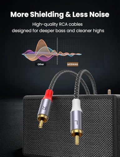 MOSWAG 2RCA Male to 2RCA Male Stereo Auxiliary Audio Cable Subwoofer Cable - color: Black, size: 32.8 ft