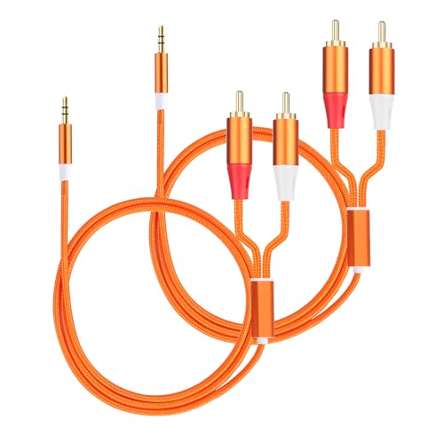 3.5mm to RCA Cable,2 RCA to 3.5mm AUX Cable for HiFi Systems, Speakers, MP3 Players, TVs, Computers, Smartphone, Home Theaters, Tablets, Amplifiers, Sound Bars, etc. （9.9ft/2 Pack） - size: 9.9ft/2 cable