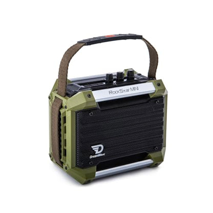 Dreamwave Rockstar Mini Outdoor Bluetooth Speaker, Compact 40W RMS Portable Speaker with Clear Vocals, Deep Bass, 29H Playtime, IP66 Waterproof, Karaoke Mic Input, Bass & Treble EQ, TWS Stereo - color: Tactical Green