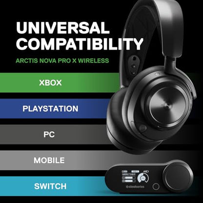 SteelSeries Arctis Nova Pro Wireless Xbox Multi-System Gaming Headset - Premium Hi-Fi Drivers - Active Noise Cancellation Infinity Power System - Stealth Mic - Xbox, PC, PS5, PS4, Switch, Mobile - color: Black, style: Xbox