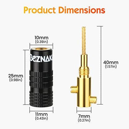 Flex Pin Colorback Banana Plugs for Spring Loaded Speaker Terminals,6 Pairs,24K Gold Plated Plugs